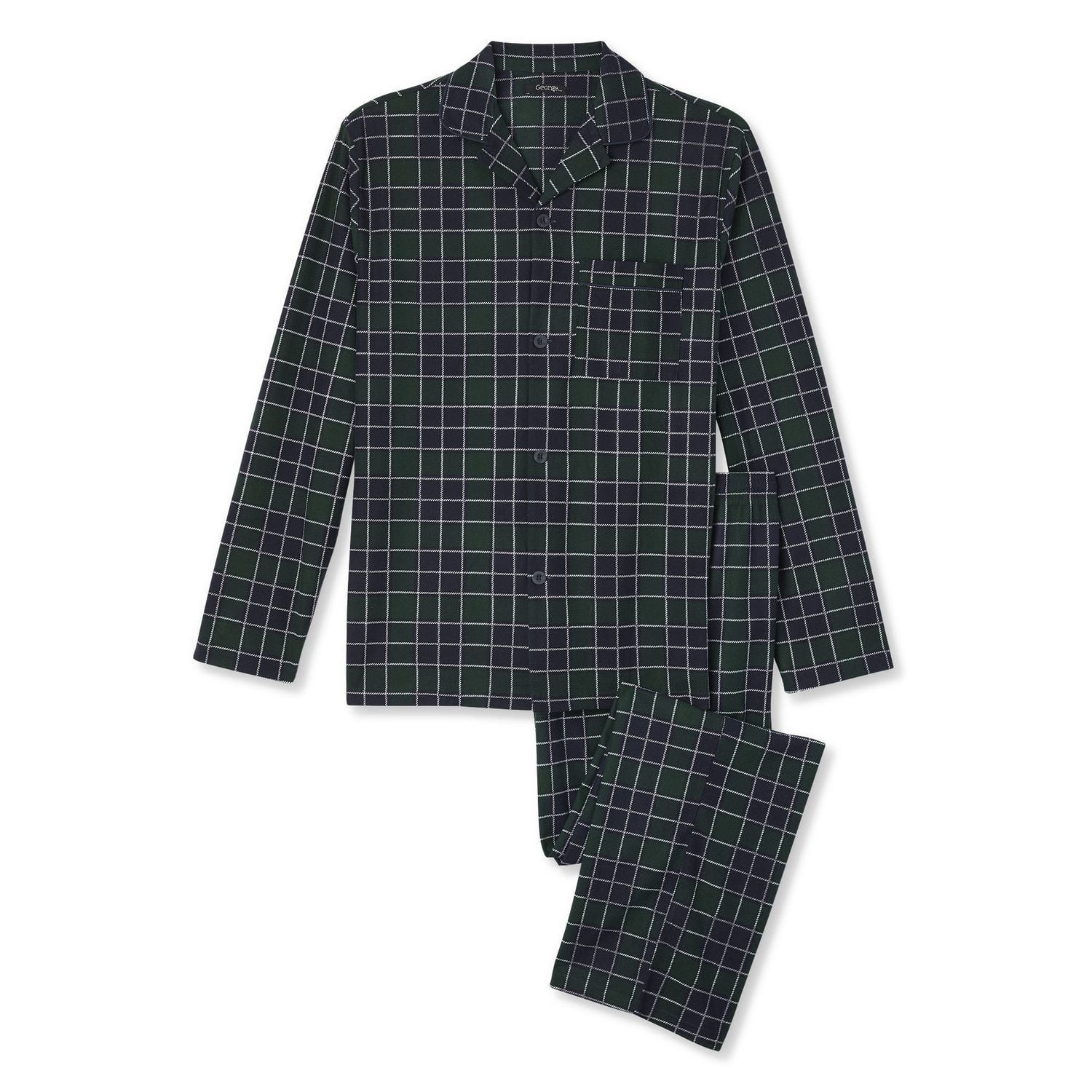 Pyjama brossé à carreaux George pour hommes