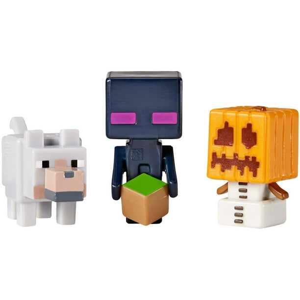 Minecraft – Coffret de 3 figurines de collection – Loup, Enderman et Golem de neige – Série 1