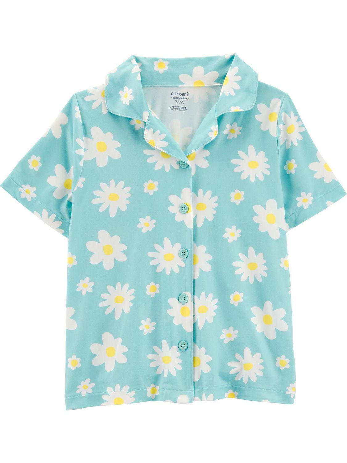 Carter's Child of Mine Kid Girls' Blue Daisy 3 Piece PJs