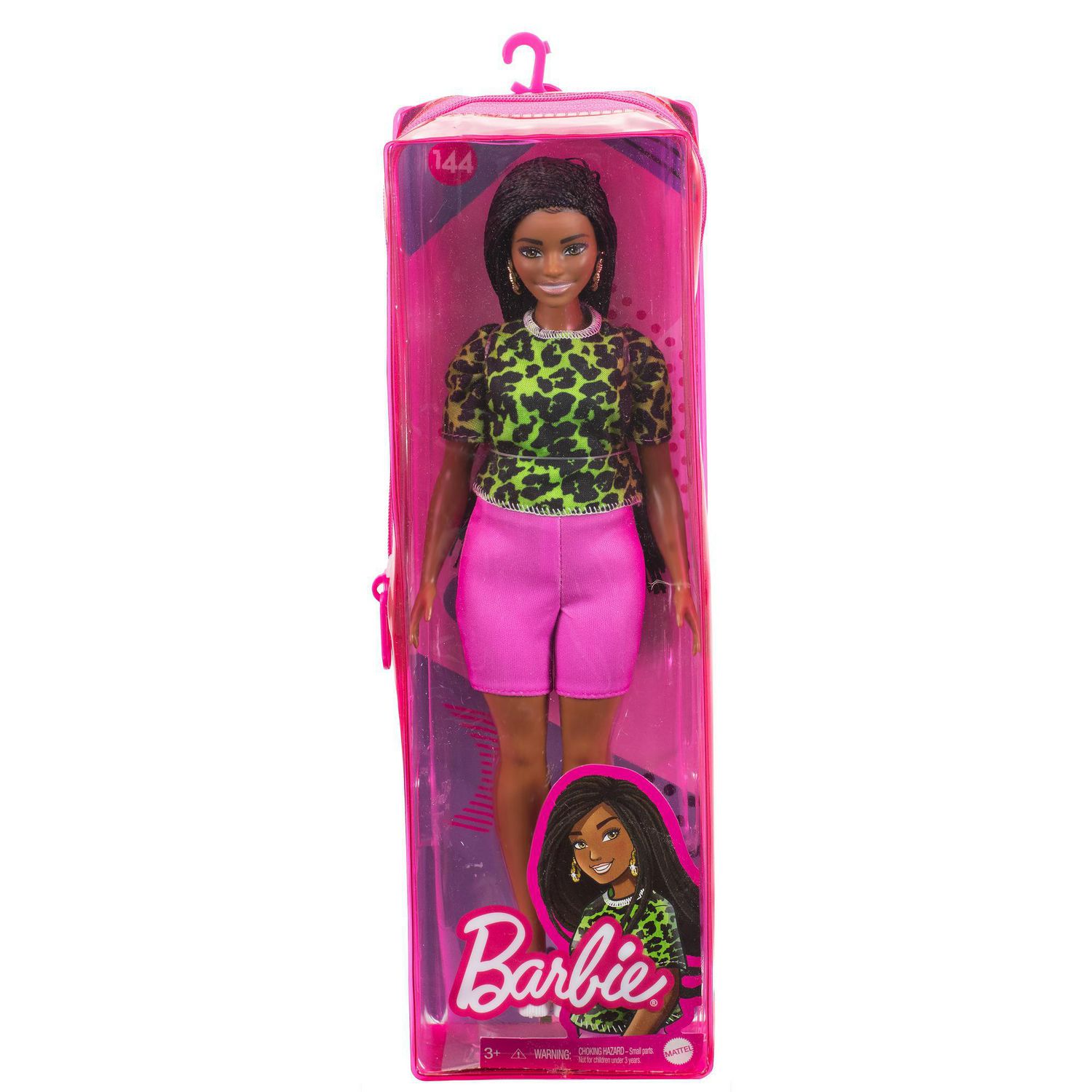 Barbie Fashionistas Doll with Long Brunette Braids Wearing Neon