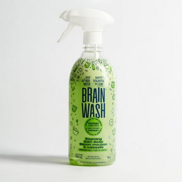 Brain Wash Savon Mousse à Vaisselle Bouteille avec Capsule de Départ - Fôret de Conifères