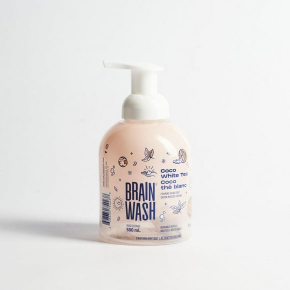 Brain Wash Savon Mousse à Mains Bouteille avec Capsule de Départ - Coco Thé Blanc 500ml