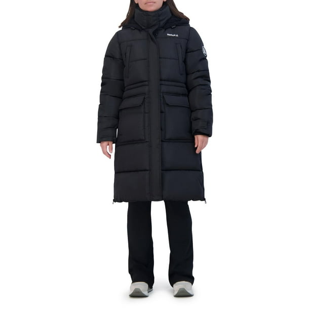 Doudoune longue d'hiver bleu marine pour femme avec poches – FR