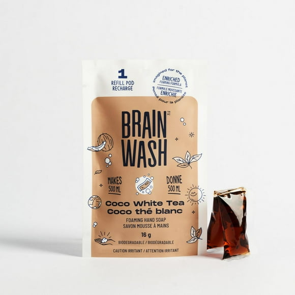 Brain Wash Savon Mousse à Mains Capsule de Recharge - Coco Thé Blanc 1 capsule