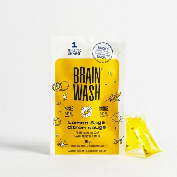 Brain Wash Foaming Hand Soap Refill Pod - Lemon Sage, 1 pod