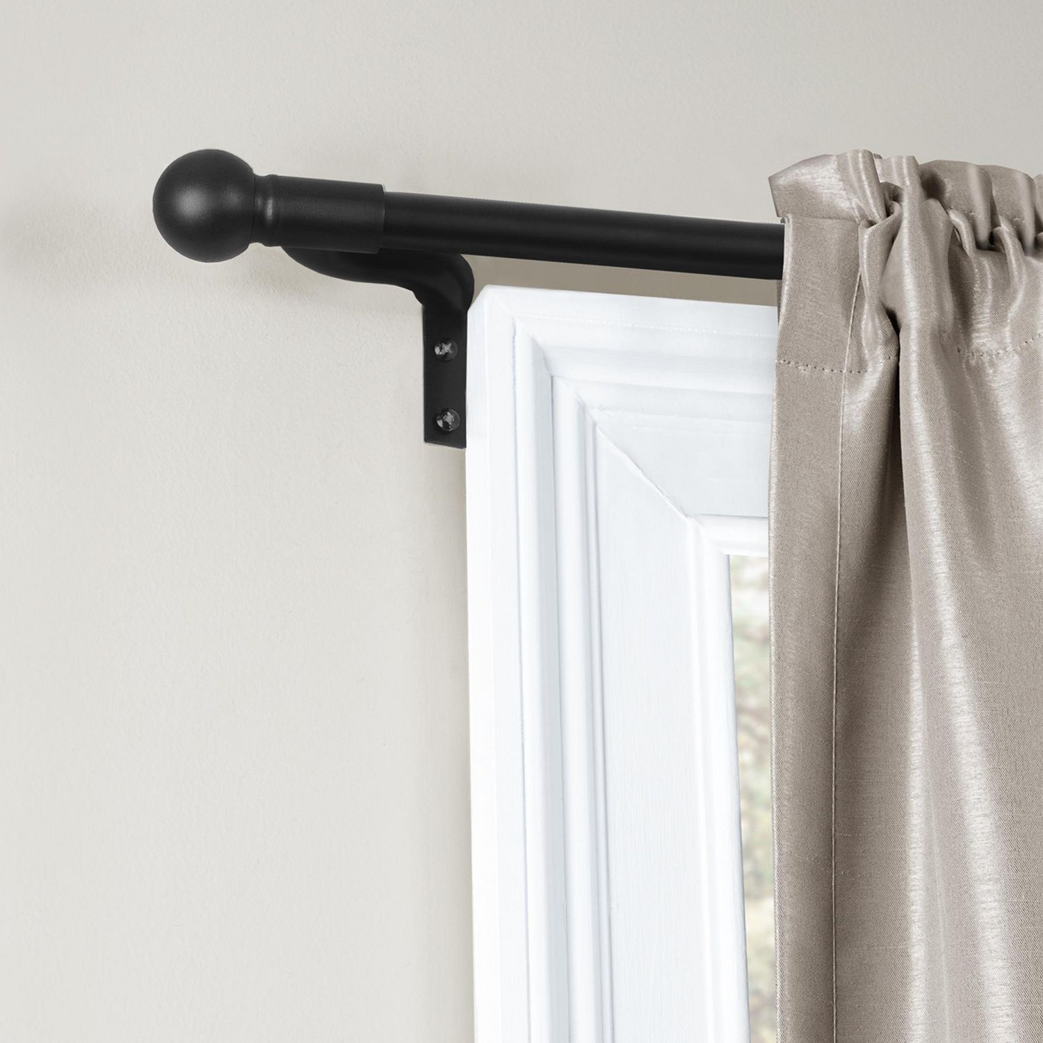 Zenna Home Smart Rods No Measuring Easy Install Drapery Window Curtain Rod,  18-48 in., Ball Finials 