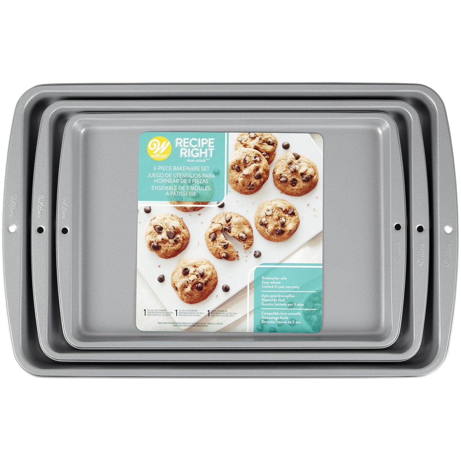 Wilton Recipe Right NonStick Bakeware 3Piece Cookie Pan Set Walmart