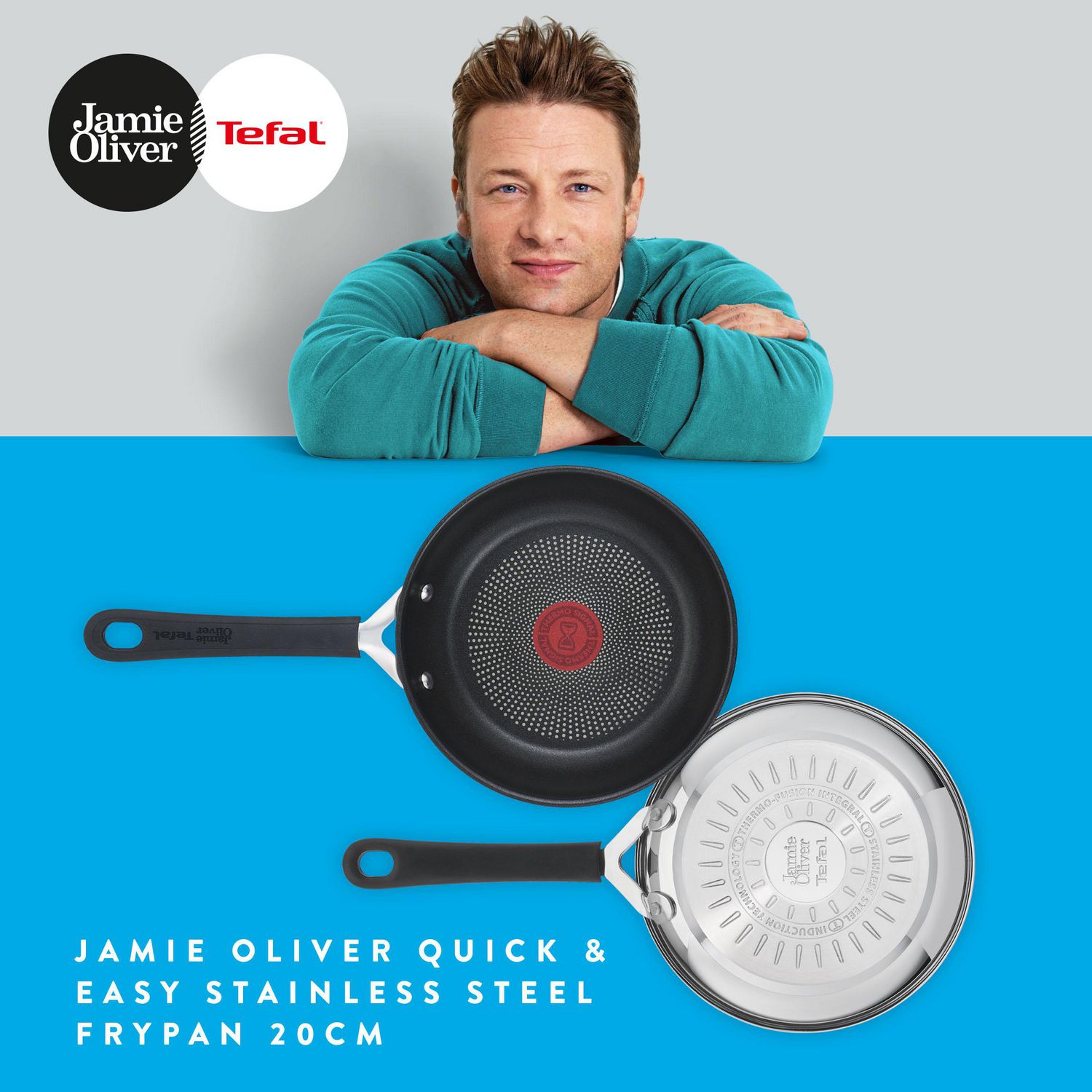 Tefal Jamie Oliver by Cooks Direct Stainless Steel 20cm Frying Pan