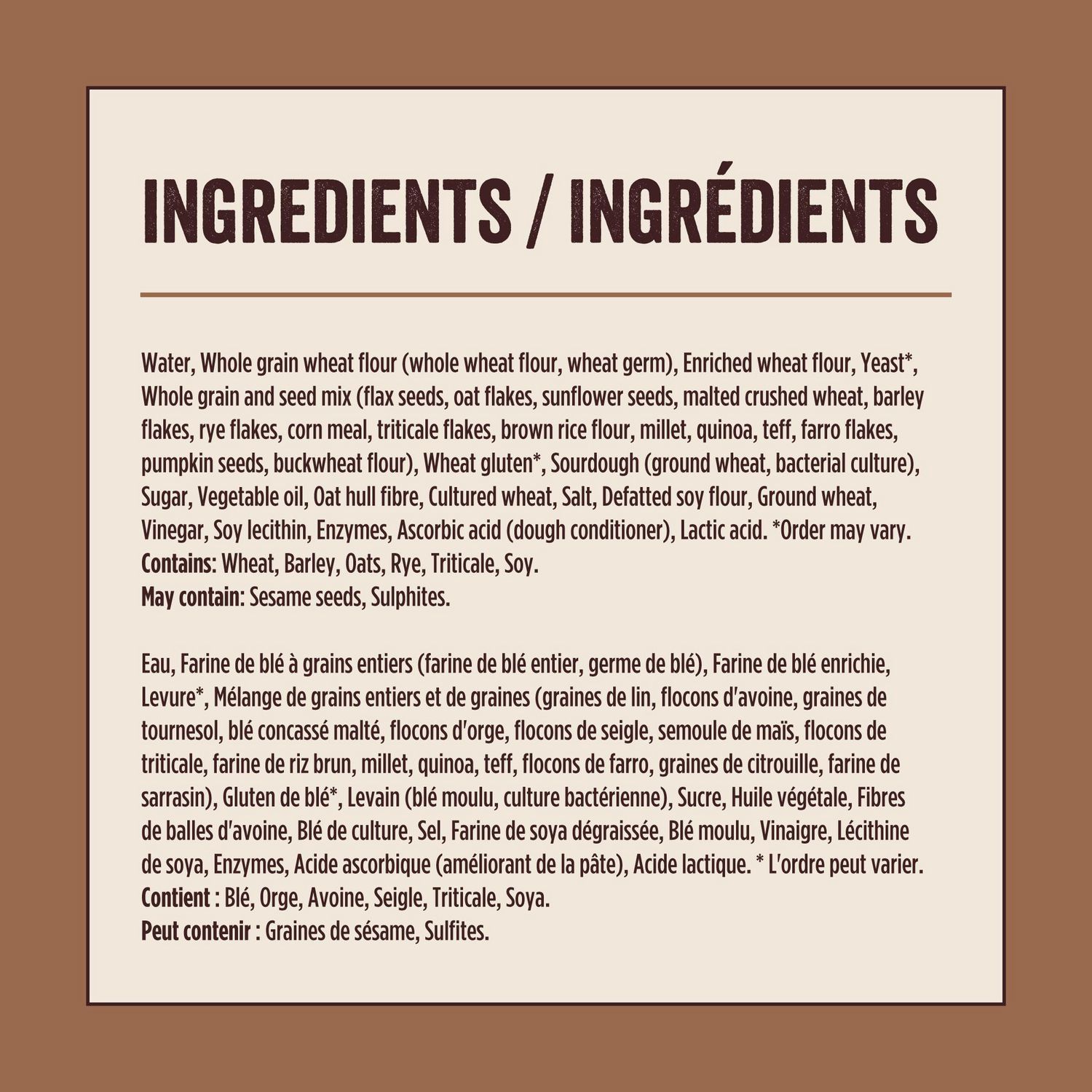 Pain multigrains au levain Farmhouse, Sans agents de conservation, arômes ni colorants artificiels, 675 g