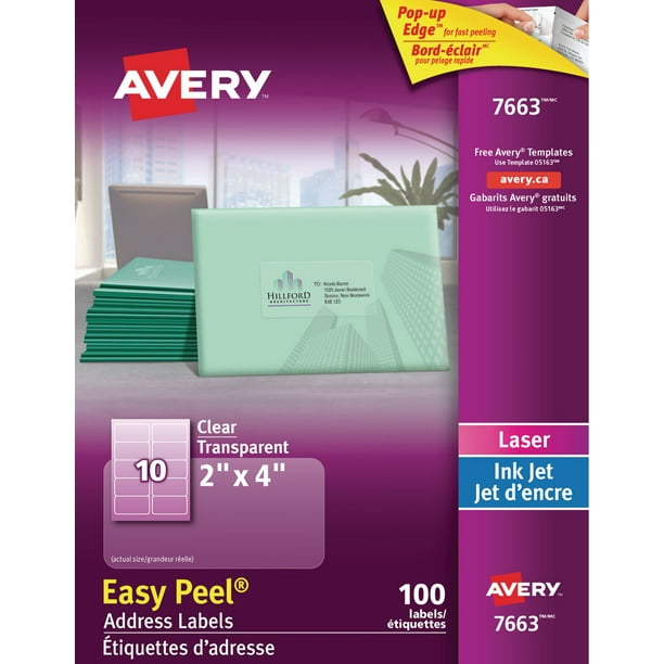 Avery® Étiquettes d'adresse transparentes