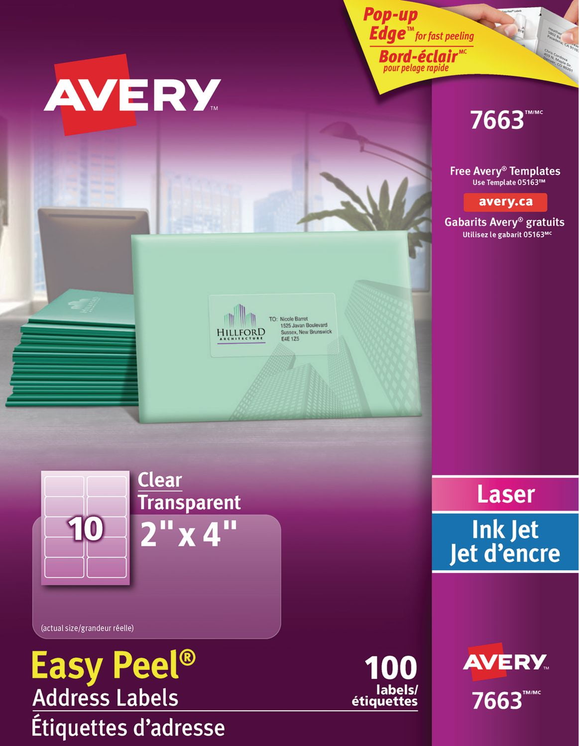 Avery Clear Address Labels With Easy Peel Walmart Canada