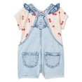 thumbnail image 2 of Ensemble 2 pièces avec salopette courte George pour bébés filles, 2 of 2