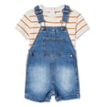 thumbnail image 1 of George Baby Boys' Denim Shortall 2-Piece Set, 1 of 2