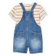 thumbnail image 2 of George Baby Boys' Denim Shortall 2-Piece Set, 2 of 2