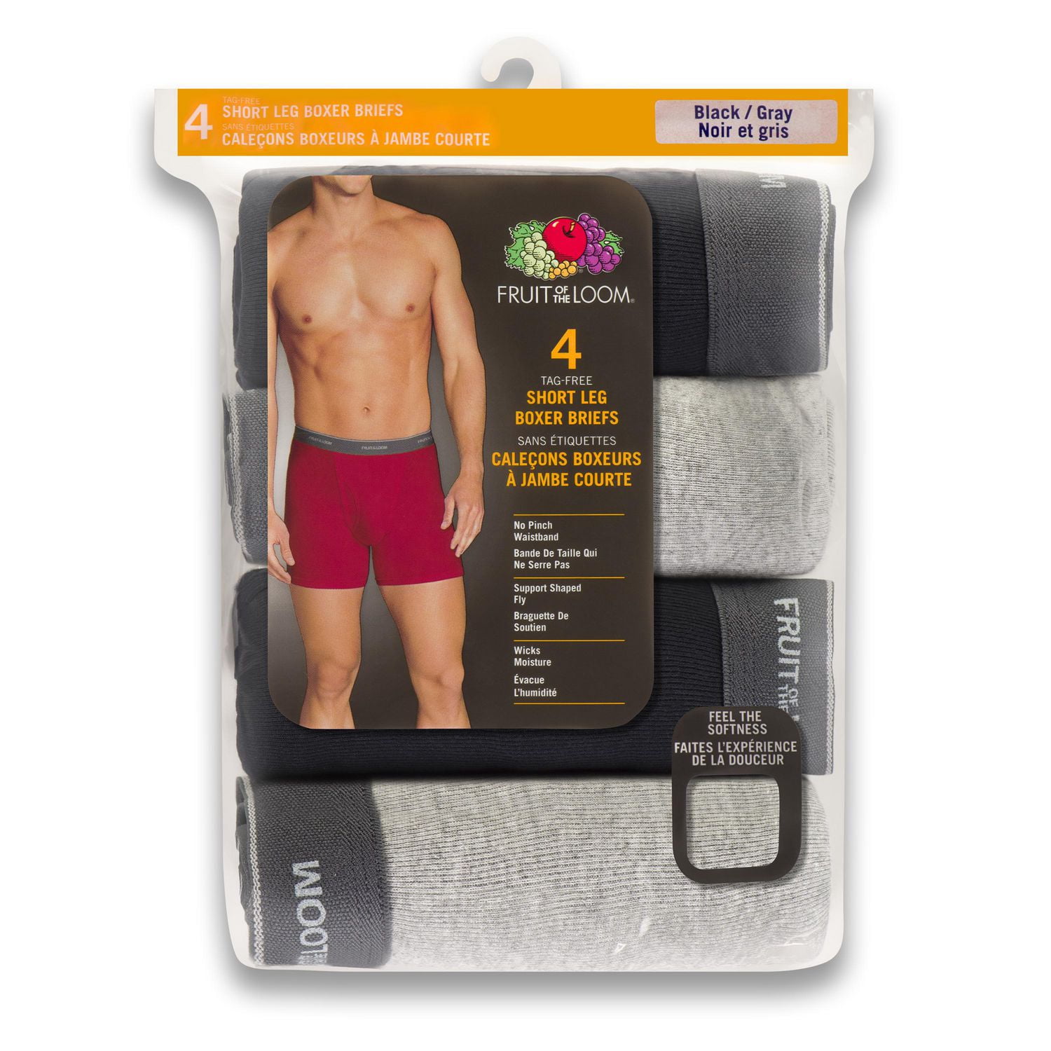 Fruit of the Loom Mens Trunk Briefs, 4-Pack