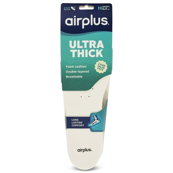 ULTRA THICK INSOLES 2PK, DOUBLE-LAYERED FOAM CUSHIONING