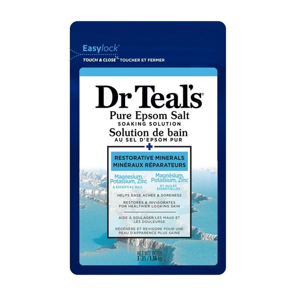 Dr Teal’s Salt Soak with Pure Epsom Salt, Restorative Minerals, 3 lbs
