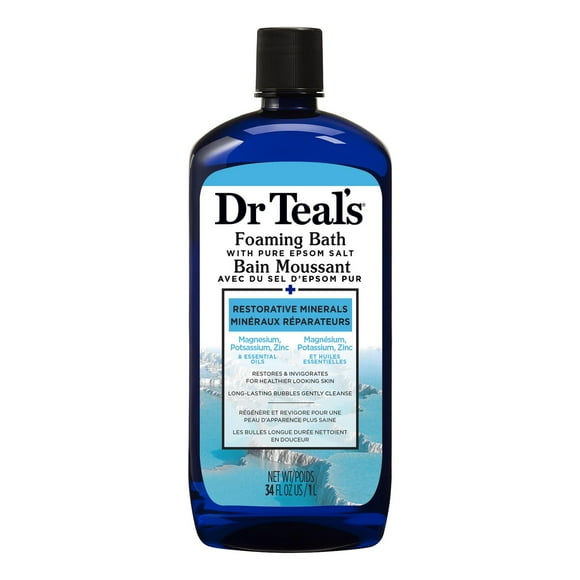 Dr Teal’s Foaming Bath with Pure Epsom Salt, Restorative Minerals, 34 fl oz