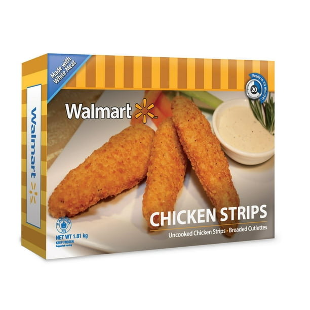 Lanières de poulet/escalopes panées non cuites de Walmart