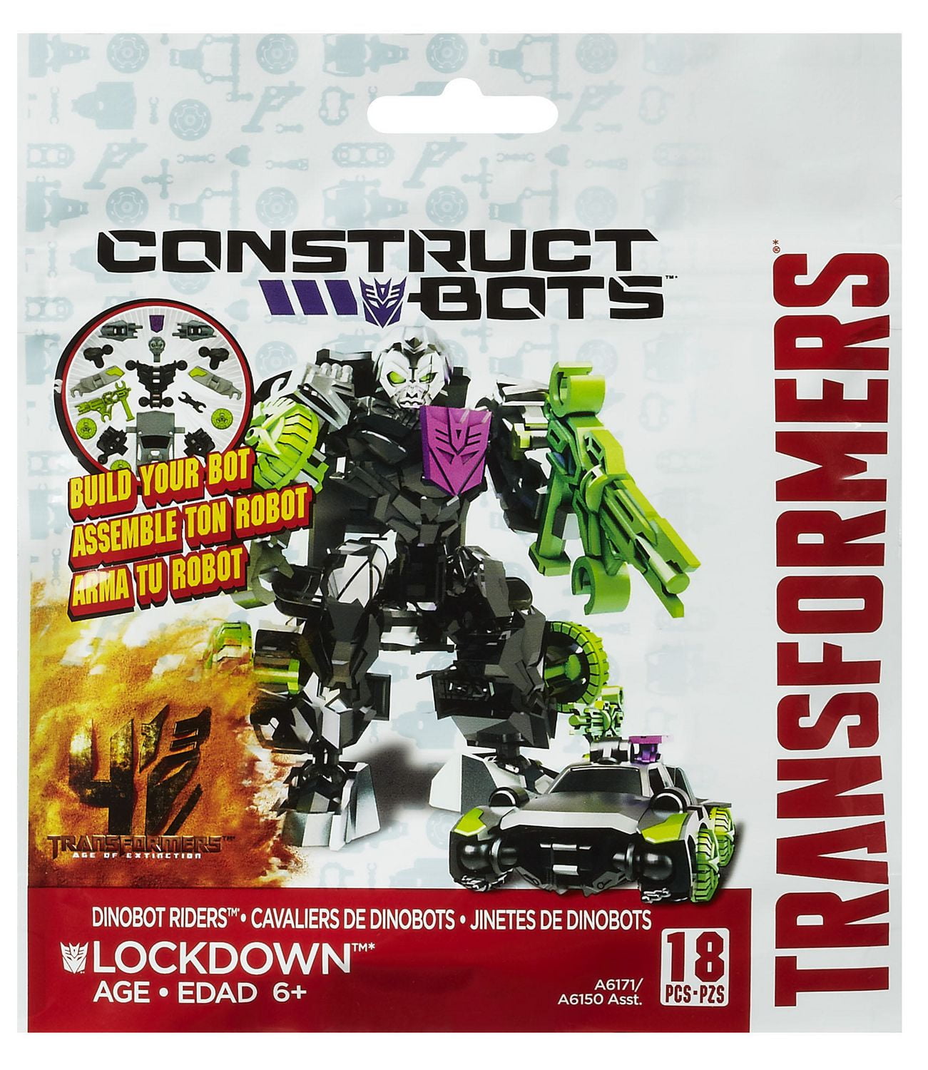 Transformers Age of Extinction ConstructBots Dinobot Riders Lockdown