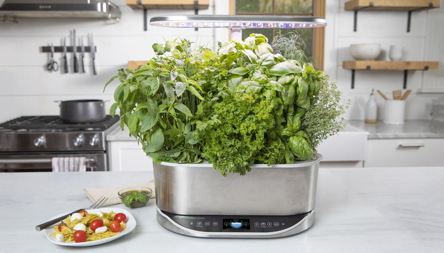 AeroGarden Bounty Elite Stainless with Gourmet Herb Seed Pod Kit