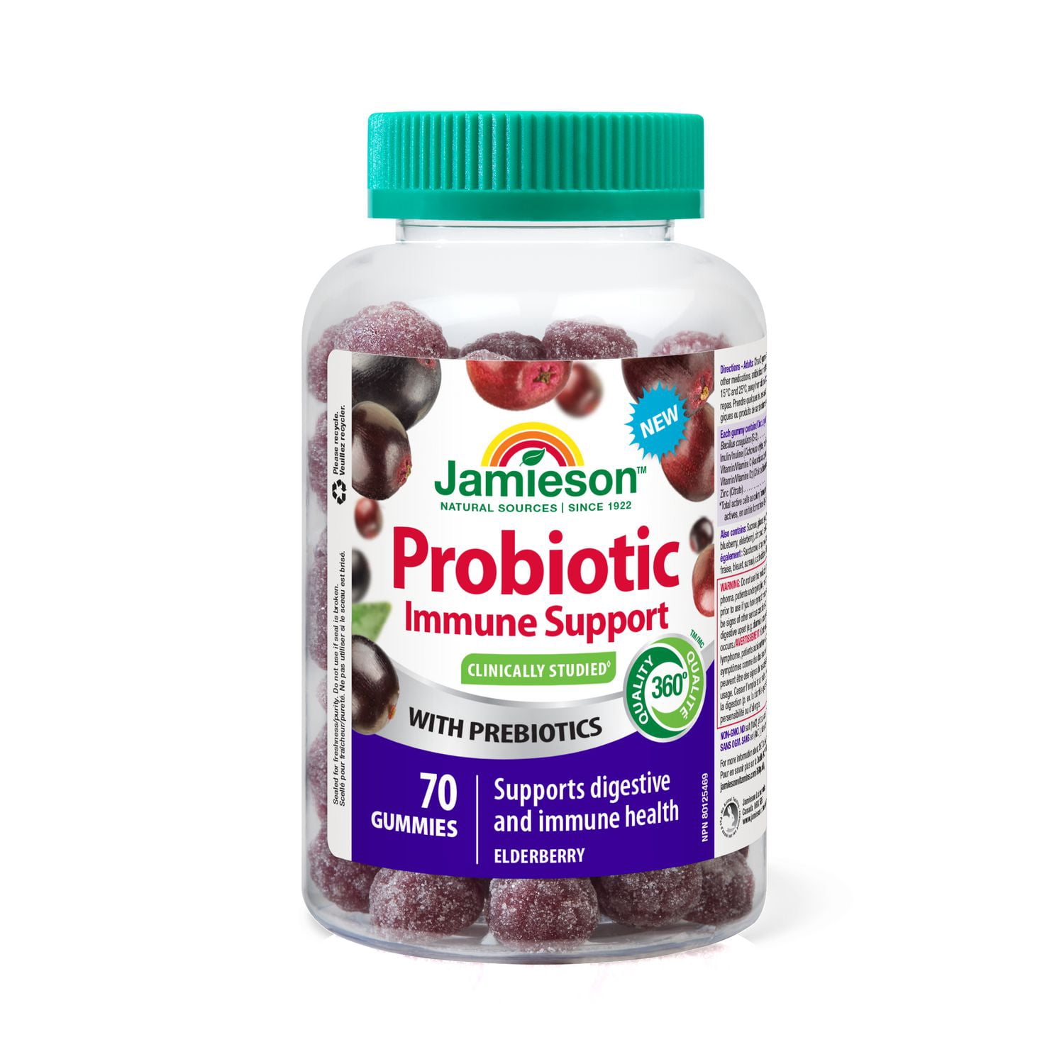 Jamieson Laboratories Jamieson Probiotic with Immune Support Gummies, Elderberry Flavour, 70 Count