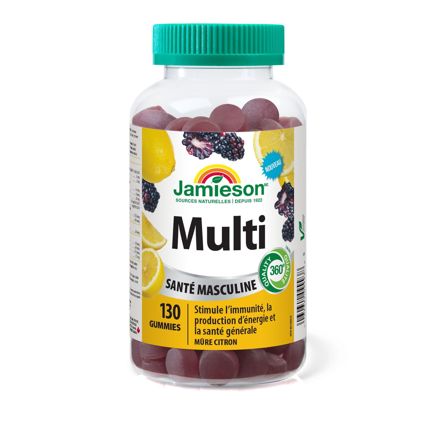 Jamieson gummies multivitamines pour hommes, mûre citron, 130 gummies