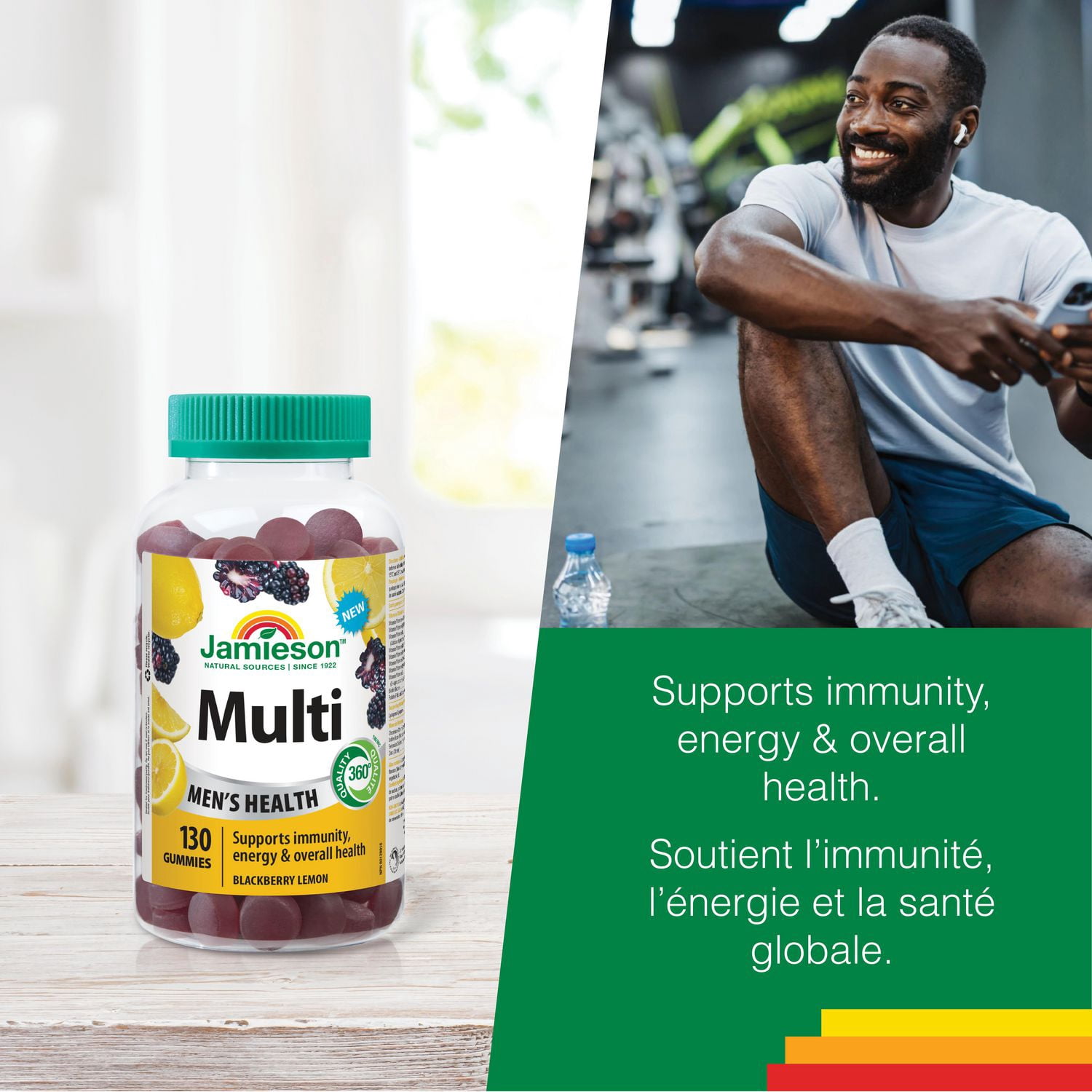 Jamieson Men's Multivitamin Gummies Blackberry Lemon Flavour, 130 Count