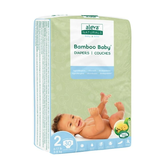 Aleva Naturals® Bamboo Baby Diapers (Size 2) - 30 Count