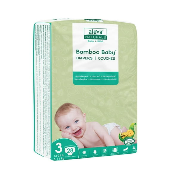 Aleva Naturals® Bamboo Baby Diapers (Size 3) - 28 Count