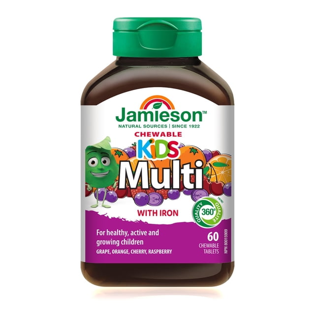 Jamieson comprimés a croquer multivitamines enfants, fruit, 60 comprimés