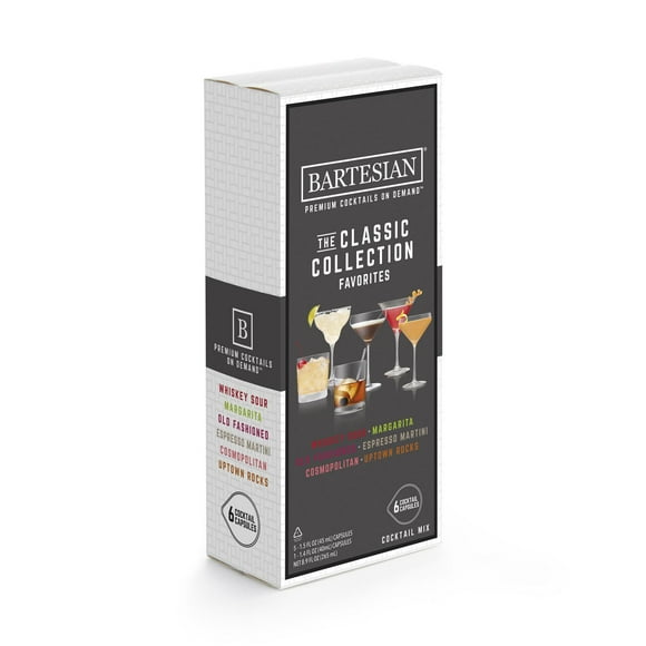 Bartesian 55524 The Classic Favorites Collection Cocktail Mixer, Variety Pack of 6 Cocktail Capsules