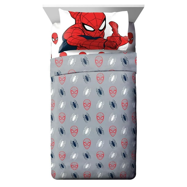 Spider-man Parure de lit Housse de Couette et 2 Taies 3D Bleu Garçon