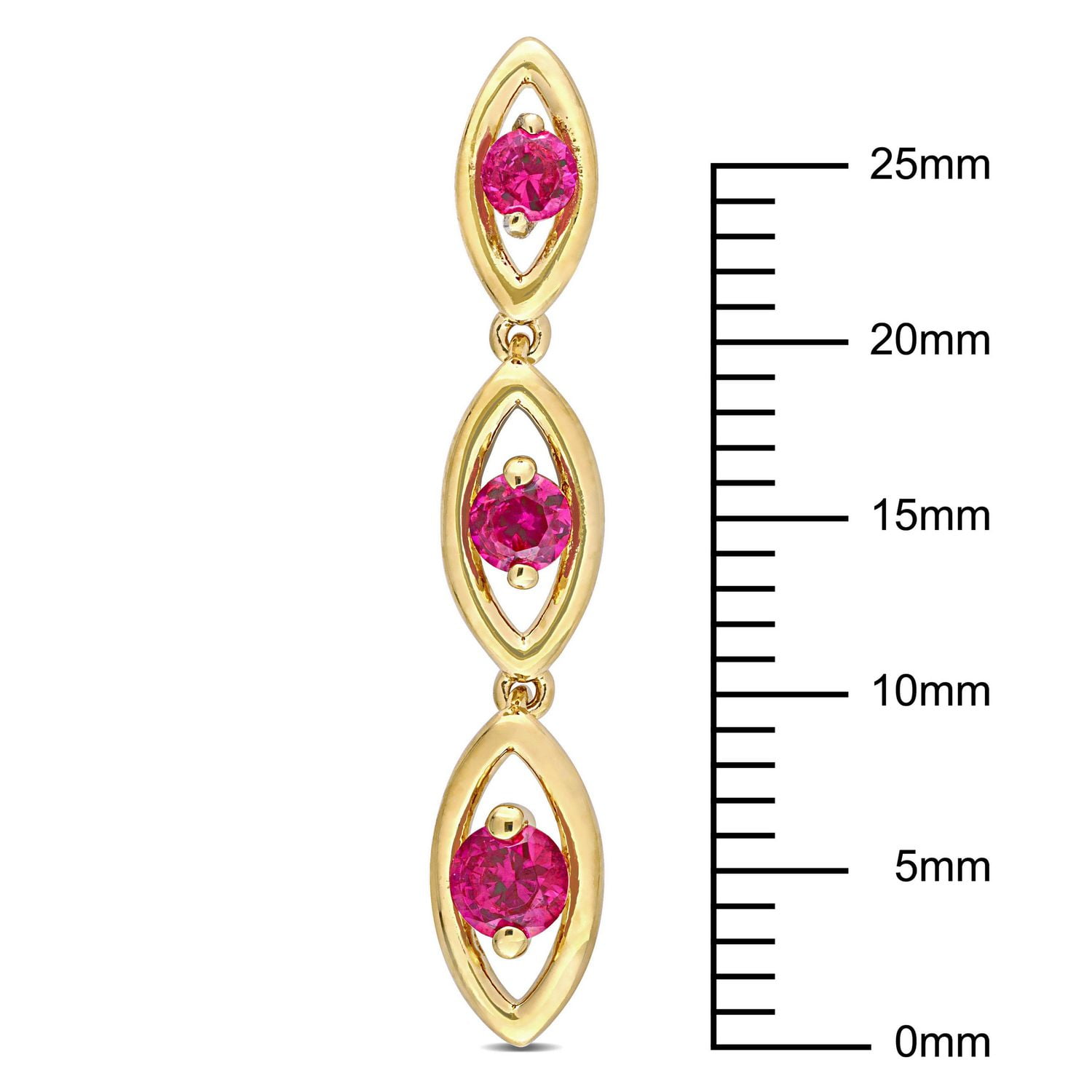 Miabella 7/8 Carat T.G.W. Created Ruby Yellow Plated Sterling Silver Intertwined Oval Earrings