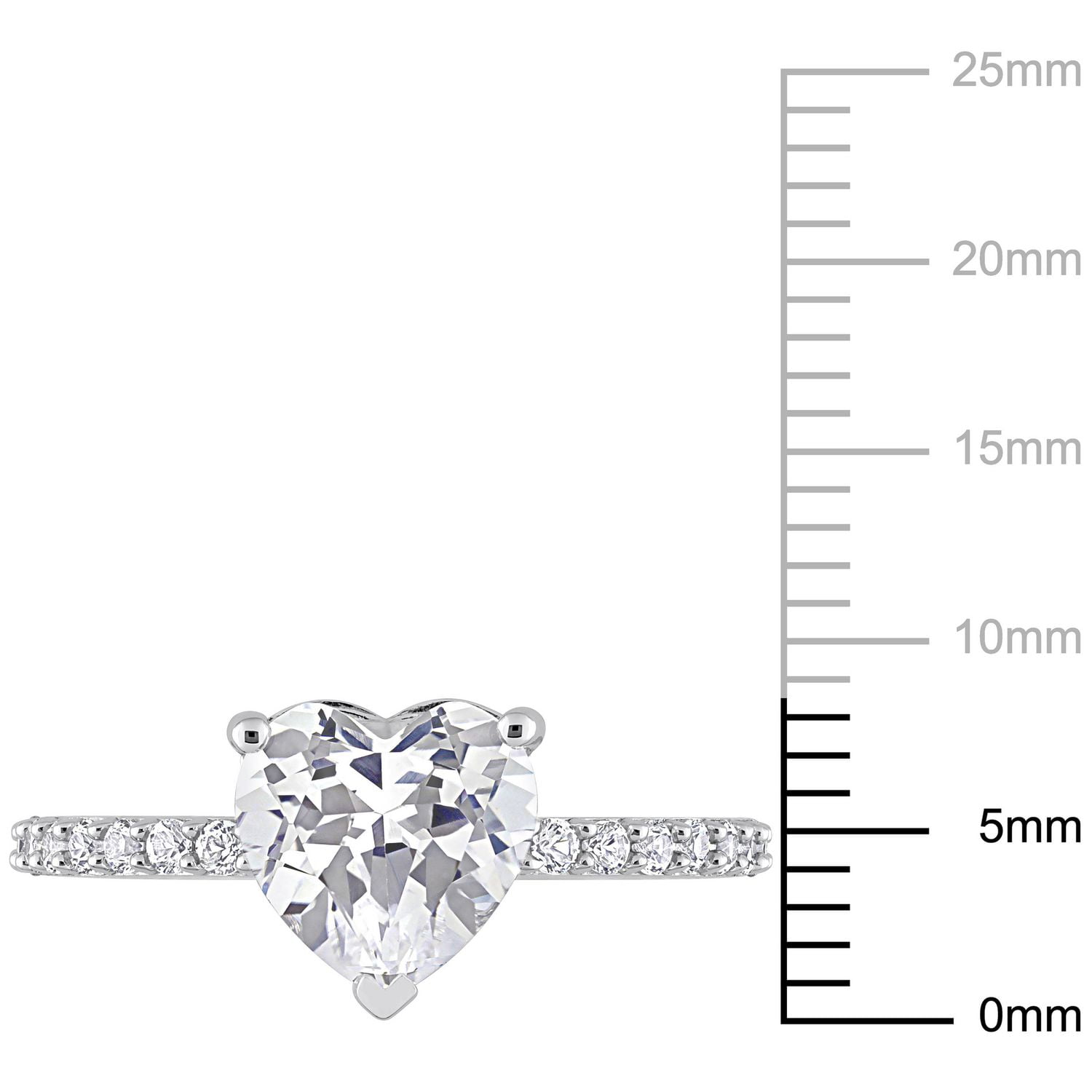 Bague coeur de fiançailles Miabella avec 2-1/4 Carat PBT de Saphir Blanc Synthétique en Or Blanc 10kt