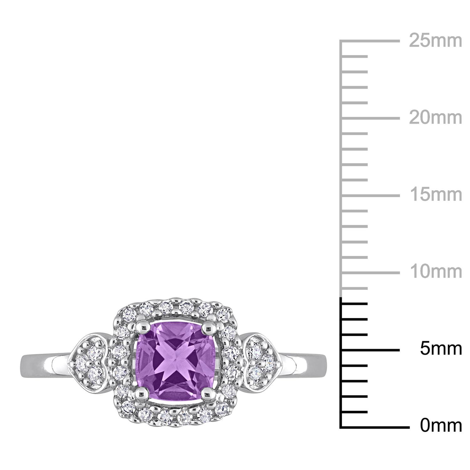 Miabella 5/8 Carat T.G.W. Amethyst and 1/6 Carat T.W. Diamond Sterling Silver Halo Promise Ring
