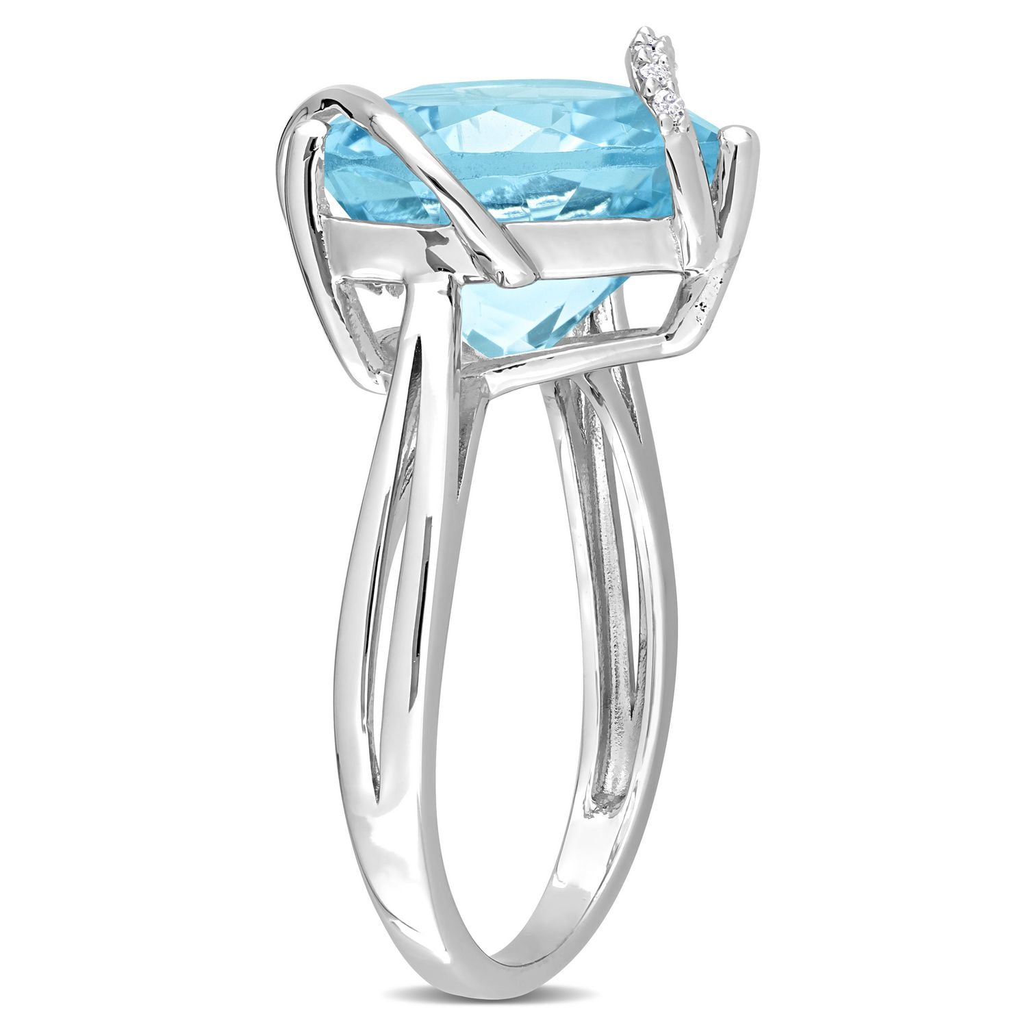 Miabella 7 Carat T.G.W. Blue Topaz and Diamond Accent Sterling Silver Wrapped Heart Ring