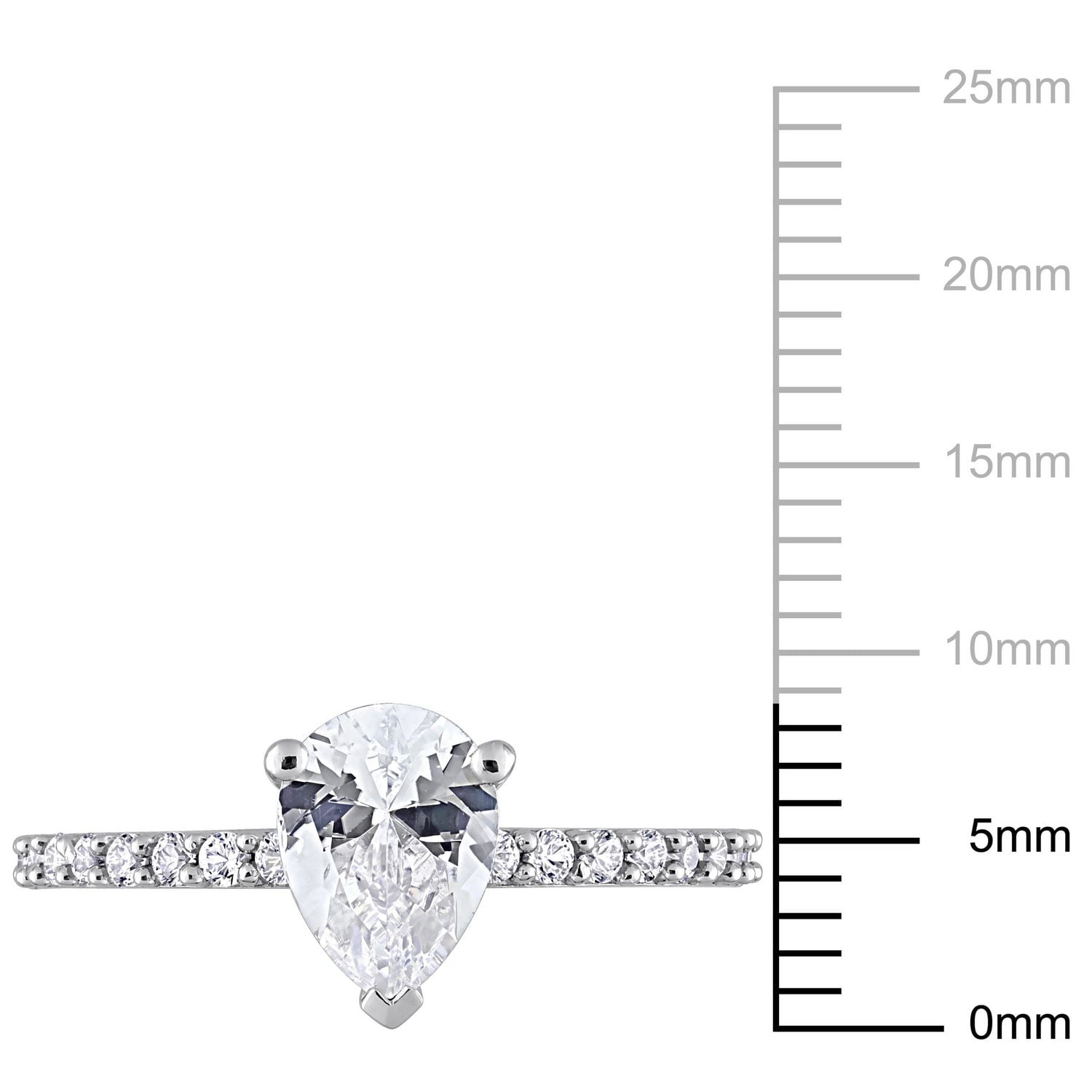 Bague de fiançailles Miabella avec 2-1/8 Carat PBT de Saphir Blanc Synthétique en Or Blanc 10kt