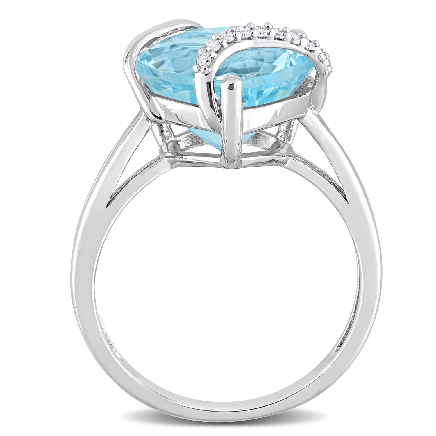 Miabella 7 Carat T.G.W. Blue Topaz and Diamond Accent Sterling Silver Wrapped Heart Ring