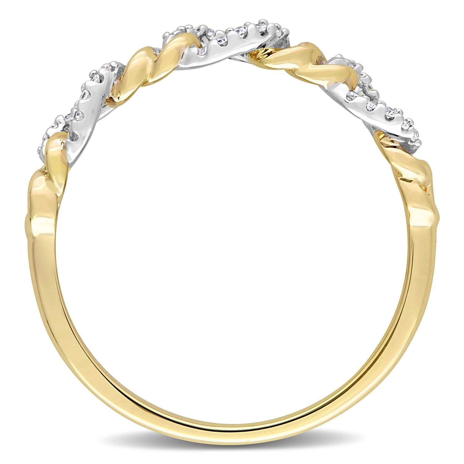 Bague à maillon mini Miabella avec 1/10 Carat poids total de diamant en Or Jaune 14kt