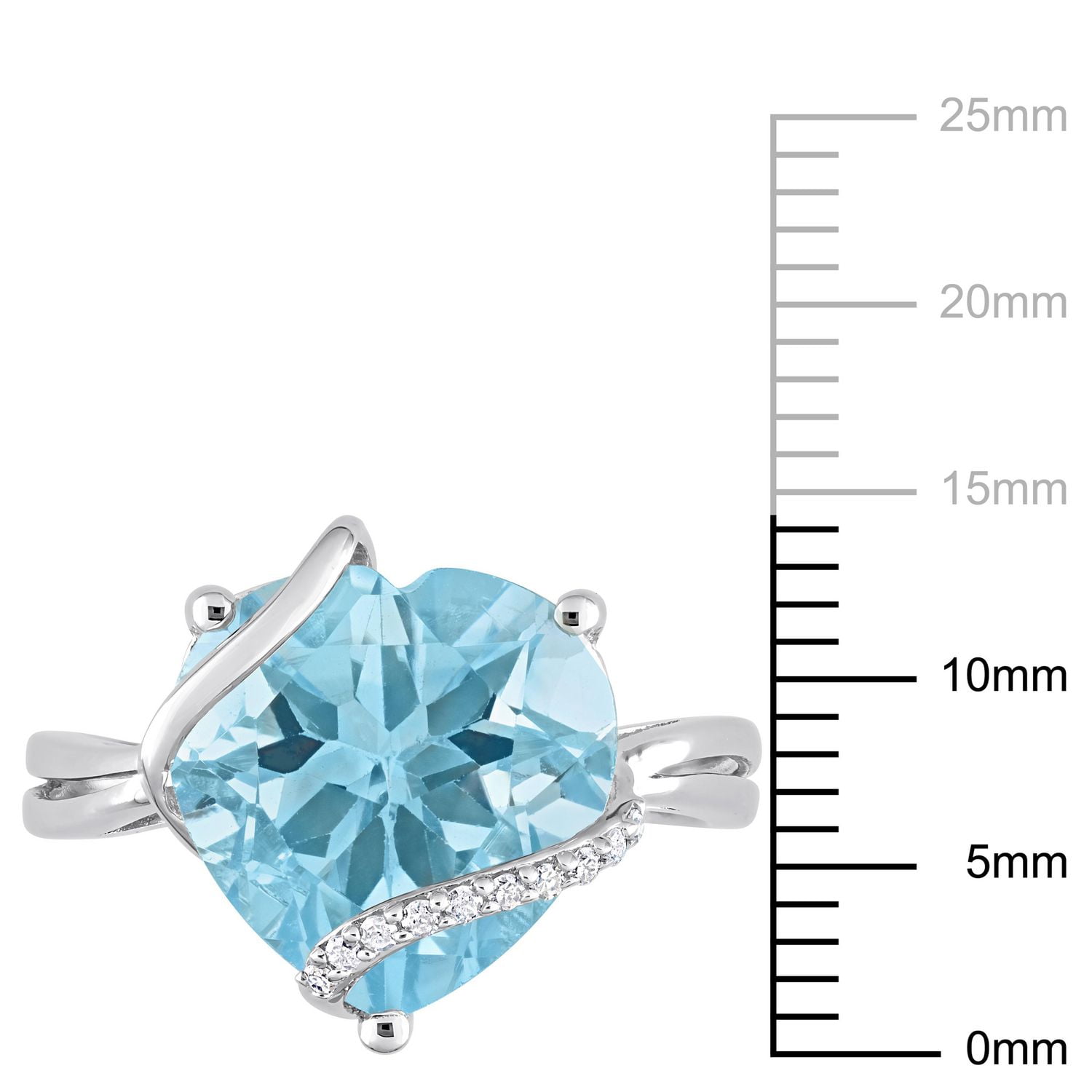 Miabella 7 Carat T.G.W. Blue Topaz and Diamond Accent Sterling Silver Wrapped Heart Ring