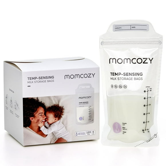 Momcozy Breastmilk Storing Bags, Temp-Sensing Discoloration Milk Storing Bags for Breastfeeding-120pcs (sacs de conservation du lait maternel avec détection de la température)