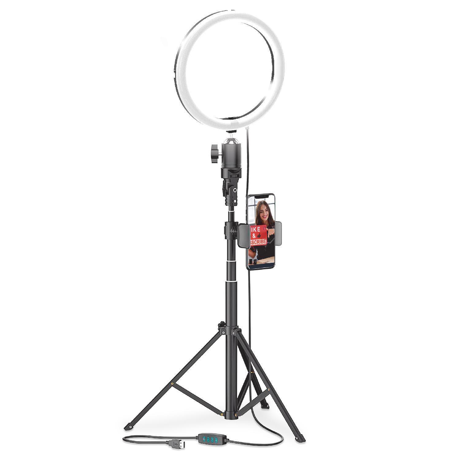 Bower 8in Selfie ring light studio with 51in extendable tripod + phone