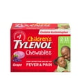 thumbnail image 1 of Children's Tylenol Chewables with 160 mg Acetaminophen, Pain Reliever & Fever Reducer for Kids' due to immunizations, colds, flu, headache, toothache, minor muscle aches, pains or sprains, Grape Flavo, 20 Count, 1 of 7