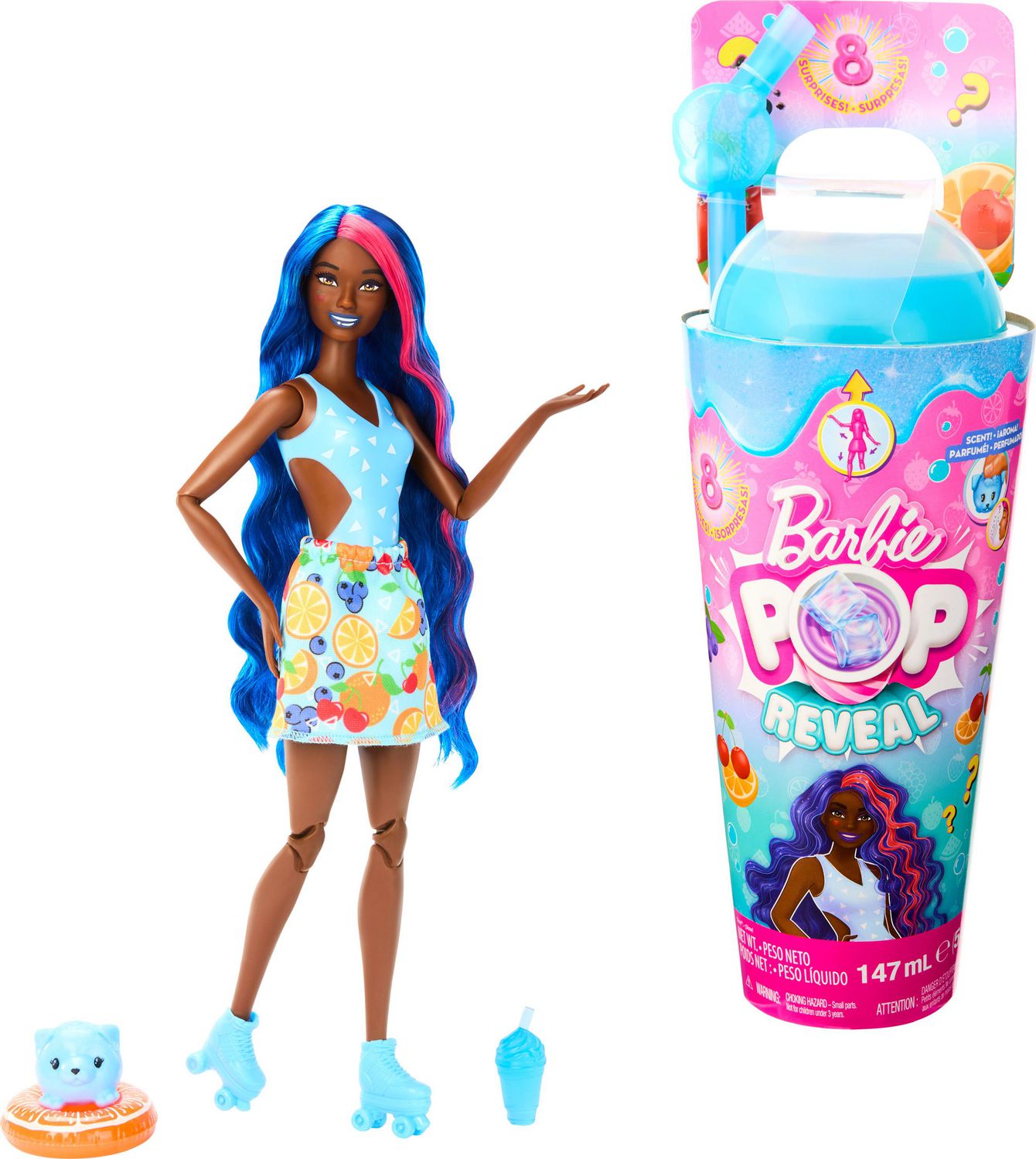 Barbie Pop Reveal Fruit Series Fruit Punch Doll, 8 Surprises Include