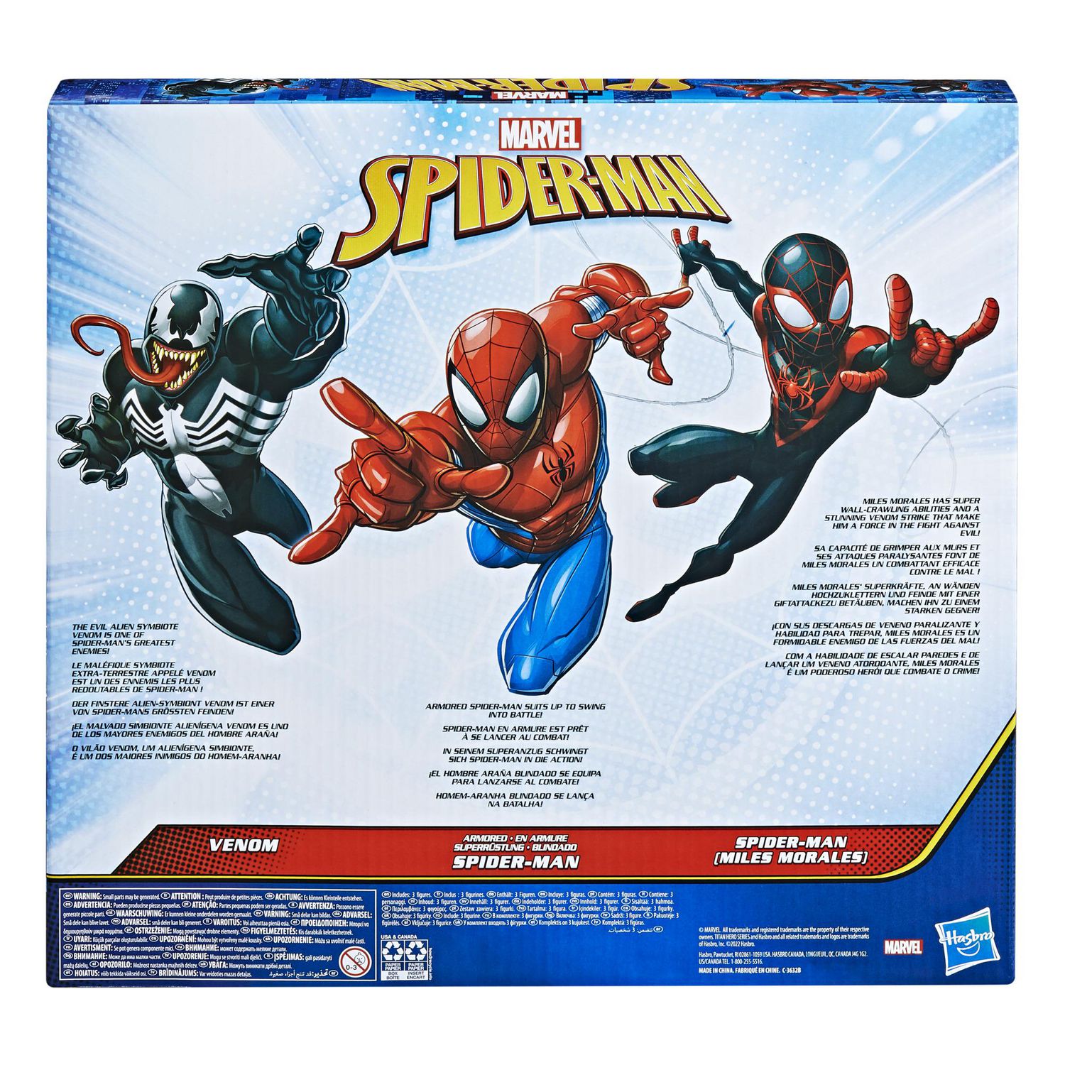 Up　3-Pack　(Miles　Spider-Man　Spider-Man　Ages　Spider-Man　Action　Figure　Marvel　Venom　Titan　for　Morales)　Hero　Series　and　Armored　12-Inch-Scale
