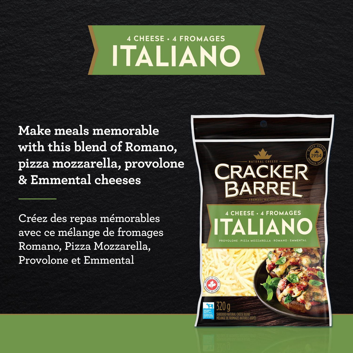thumbnail image 4 of Cracker Barrel Fromage Râpé 4 Fromages Italiano, 320g, 4 of 8