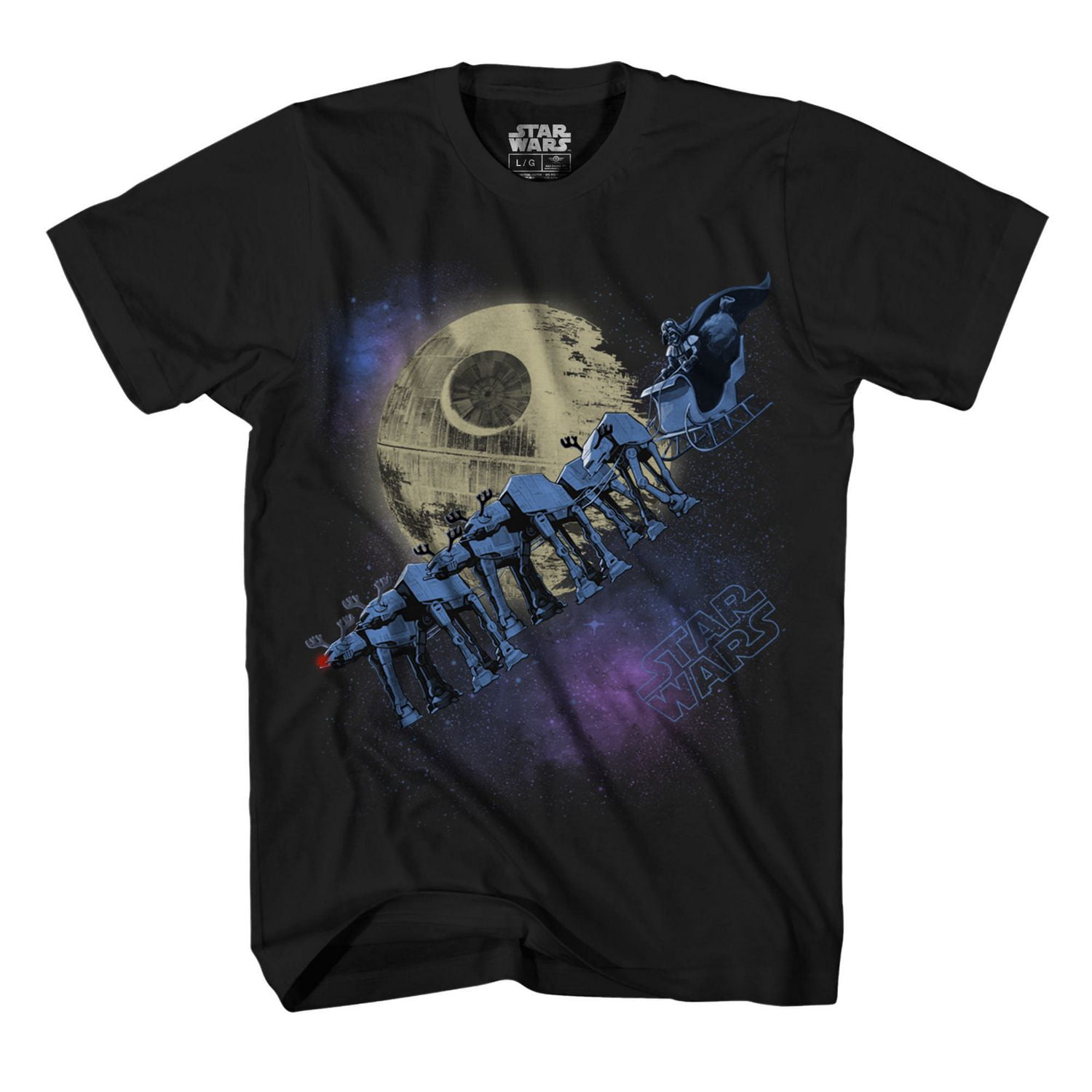 Star Wars Reindeer Night Mens Short Sleeve Ugly Christmas Tee