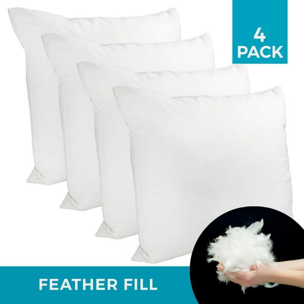 Accent Home 4 Pc Pack Throw Pillow Inserts Hypoallergenic Square Form Sham  Stuffer 18 x 18 : : Home