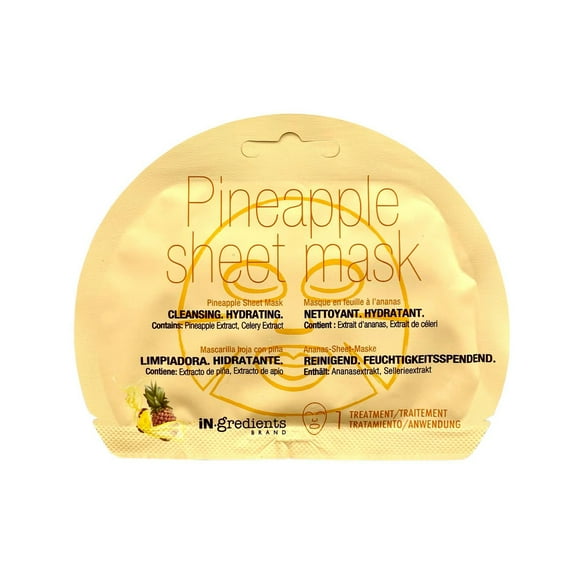 iN.gredients Pineapple Sheet Mask, Pineapple Sheet Mask, 21ml, Cleansing & Hydrating